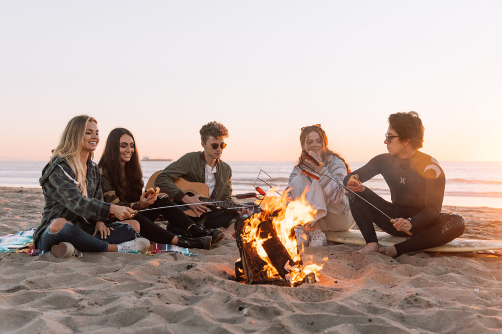 Students around campfire