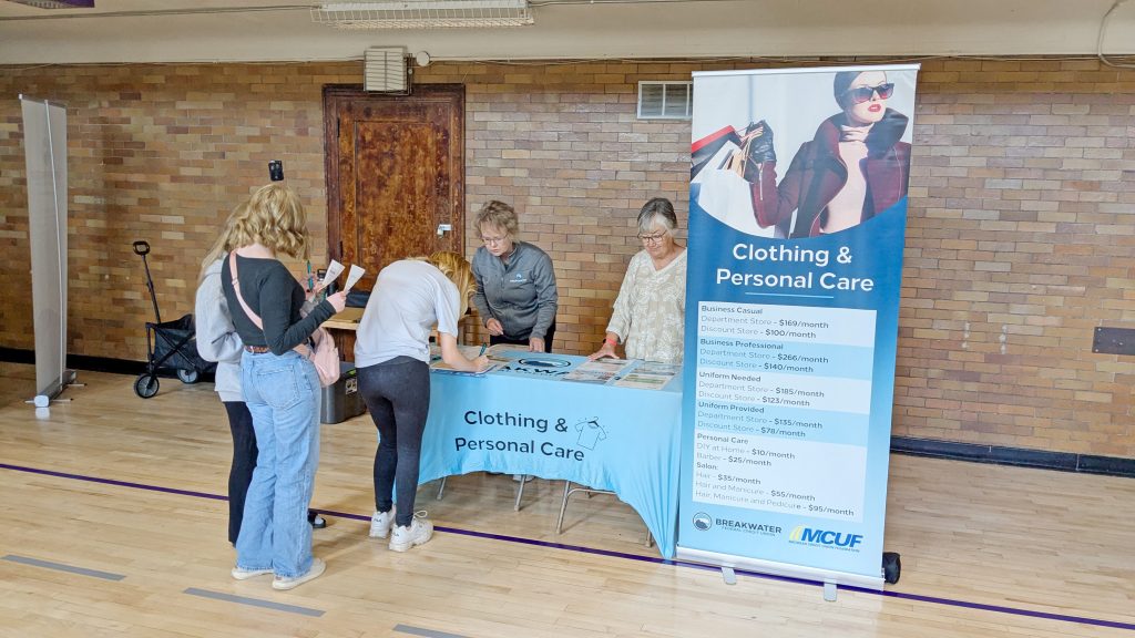Students at Clothing and Personal Care booth