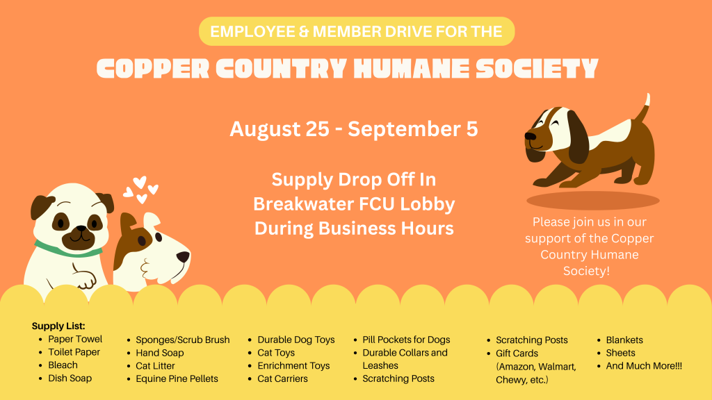 Copper Country Humane Society Supply Drive Flyer